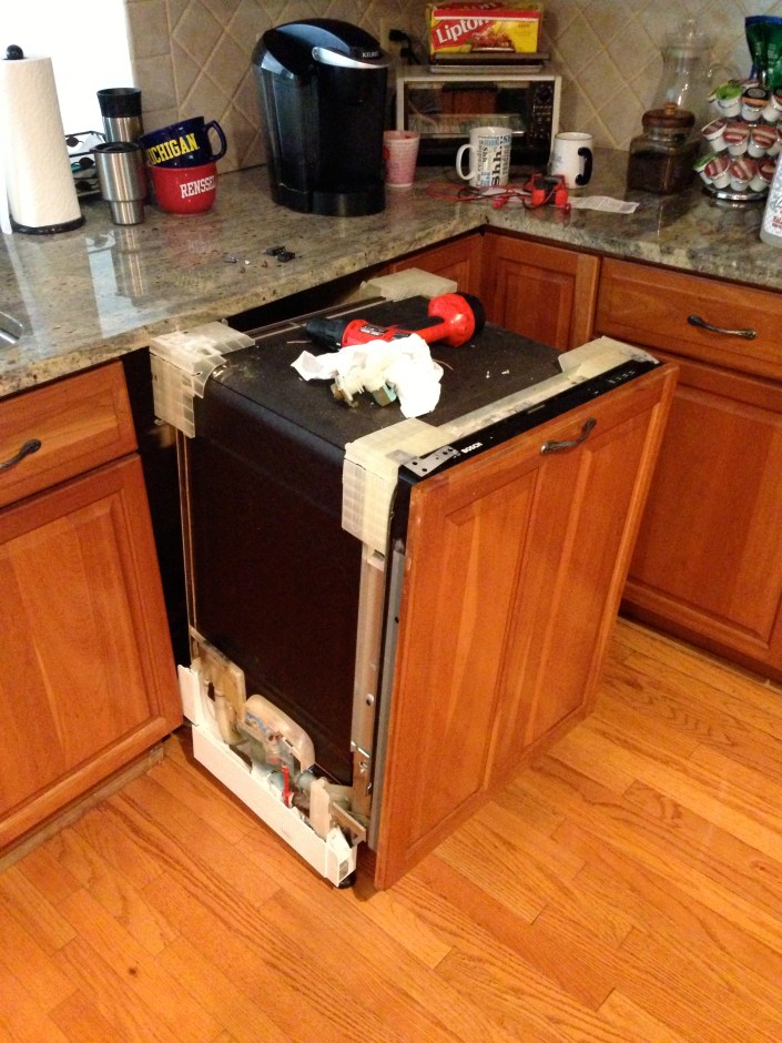 Dishwasher out from counter